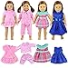 Produktbild Miunana 4 Sets Kleidung Dress Kleider Hemd Hose Urlaub für 18 Inch American Girl Dolls und andere 16-18 Inch Puppen