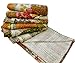 Produktbild Handicrunch Cotton King Size White Floral Pattern Handmade Kantha Quilt Reversible Bedspread Home Décor Bedsheet India 108" X 90" Inches