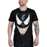 corte regulares Spider-Man el Hombre Araña Para Hombre de La Camiseta Venom Sonrisa Para Marvel Fans de Los Cómics de Algodón Negro - XXL