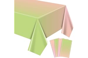 APUXXJUPA 4 Stück rosa-gelb-grüne Tischdecken mit Farbverlauf, 130 x 220 cm Regenbogen-Pastell-Tischdecke für Hexenparty-Dekorationen Babyparty