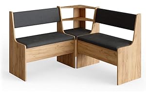 Vicco Esszimmer-Eckbank Roman, Bank für die Essecke, Goldkraft Eiche/Anthrazit, 120 x 120 cm