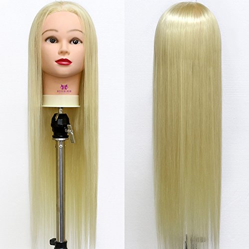 Neverland Beauty 26" Long Smooth 100% Synthetic Blonde Hair Hairdressing Equipment Styling Head Doll Mannequin Training Head Tools Braiding Cutting Student Practice Model with Clamp #613 UK Stock