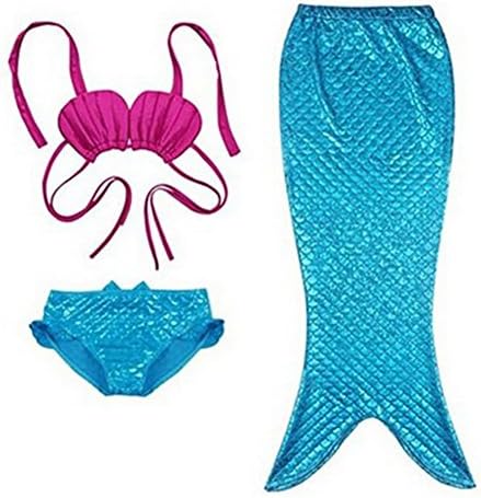 Ericoy Mermaid Tail Costume Childs Kids Girl Swimwear Swimsuit 3 Pieces Bikini Set
