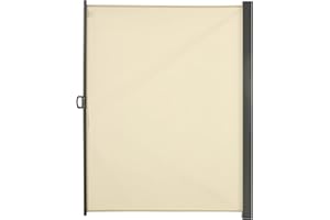 Outsunny Retractable Sun Side Awning Screen Fence Patio Garden Wall Balcony Screening Panel Outdoor Blind Privacy Divider (3x2M, Cream)