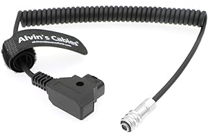 Alvin's Cables BMPCC4K BMPCC 4K a D-Tap Cavo di Alimentazione a Spirale per Blackmagic Cinema Camera Pocket 4K Gold Mount V Battery Mount Weipu 2 Pin Femmina a P-Tap