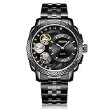 LLLS Mens Uhren wasserdicht Edelstahlsport Analog Quarz Watch Men Business Casual Chronograph Wrist Watch