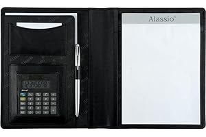 Alassio Bormio 43004-1 Porte-Documents en Simili Cuir avec Calculatrice de Poche Noir A5