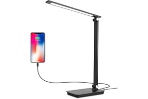 iVict LED Desk Lamp with USB Charging Port, 5 Lighting Modes, Touch Control Brightness, 30/60 Min Auto Timer, Eye-Caring Study Reading Mode[Energy Class F]