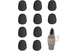 LICHUANUK 10 Stück Alt-Tenor-Saxophon-Klarinette-Mundstück-Kissen, 0,8 mm Gummi Saxophon-Mundstück-Patches Pads-Kissen (Schwarz)