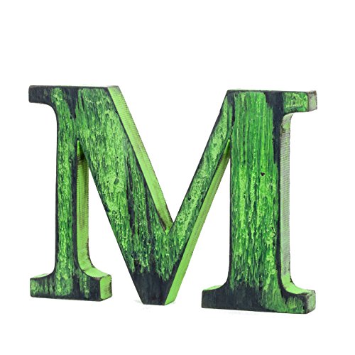 Shabby Chic m Free-Standing Letra del alfabeto de madera vintage grand