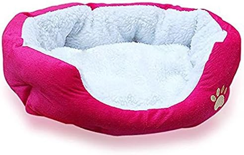 Yihya Cute Oval Shape Soft Warm Indoor Pet Puppy Cave Fleece Plush Dog Cat Kitten Bed House Basket with Removable Nest Pad Mat Size Large: 60*55cm / Red