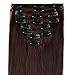 S-noilite 16" 18" 20" 22" 8PCS Clip In Human Hair Extensions 100% Remy Real Human Hair Straight Various Colors for Women Beauty (16"-65g, 02# Dark Brown)