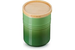 LE CREUSET Stoneware Storage Jar with Wooden Lid, 10cm, 540ml, Bamboo, 60825544080099