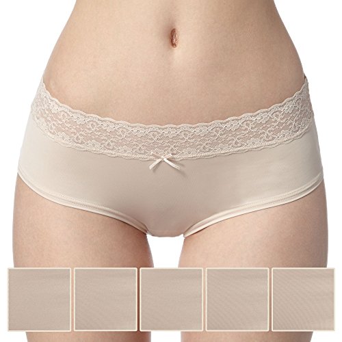 Debenhams Womens Pack Of Five Natural Lace Trim No Vpl Shorts 20