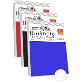 Telli Masa&uuml;st&uuml; Not Defteri Kareli A4 3 Adet Masa &Uuml;st&uuml; Plastik Kapaklı Spiralli Bloknot Blocknote 80 Yaprak Okul Ofis