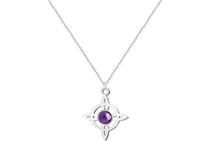 cotigo Collar para mujer Nudo de bruja con piedra natural y acero inoxidable + regalo una pulsera de 7 nudos, nudo de bruja doble proteccion, Amuleto de suerte, Regalo Mujer.