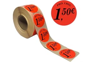 GÉNÉRIQUE Stickers de Prix – Étiquettes Promotionnels Rondes – Plusieurs Montants Disponibles – Rouleaux de 1000 étiquettes – Ø 40 mm – Orange Vif - Sympa Marketing (1,50€)