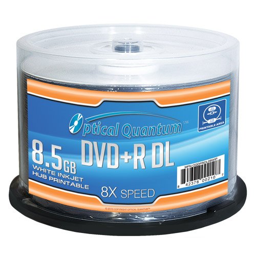 Optical Quantum OQDPRDL08WIP 8.5GB DVD+R DL 50pieza(s) DVD en Blanco - DVD+RW vírgenes (8,5 GB, DVD+R DL, 120 mm, 50 Pieza(s), 8X, Eje)