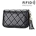 Produktbild Songlin@yuan Echtes Rindsleder Grid Textur Kartenhalter Reißverschluss Geldbörse RFID Blocking Schützen Fall Karte Tasche Münze Geldbörse mit 15 Kartensteckplätze für Frauen & Quaste Anhänger, Größe: