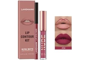 CXLEYII Lip Gloss Lip Liner Combo Set, rossetto liquido, smalto opaco per labbra, lucidalabbra antiaderente, matita professionale per il trucco delle labbra (04#)