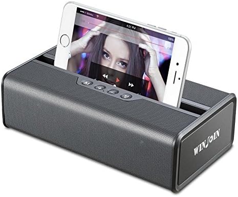 OOZIMO LED Clock Display Wireless Bluetooth Speaker Tablet PC Mobile Phone Stand Hands-free Radio FM USB AUX TF Card, Silver