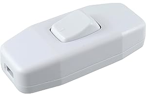 MWMS Interruttore per lampada, interruttore intermedio bianco con scarico della trazione e contatti a vite, bilanciere on/off, interruttore cavo, 6 A 250 V, adatto per lampada a LED