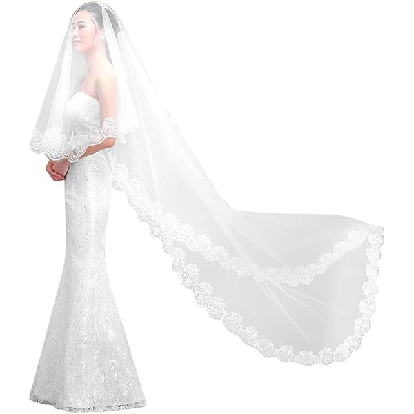 LEEQ Voile De Mariée Long 3m Femme Peigne Voile De Mariée