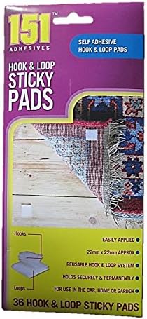 36 Self Adhesive Reusable 22mm x 22mm Hook And Loop Sticky Pads by 151