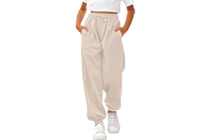 GENERIC Sporthose Mädchen Baggy Jogginghose Einfarbige Drawstring Jogginghosen Teenager Mädchen High Waist Sweatpants Kinder Elastische Freizeit Lang Hosen mit Taschen