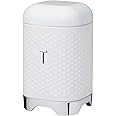 KitchenCraft Lovello Textured Tea Caddy with Geometric Hexagon Pattern, 11 x 11 x 19 cm (4.5" x 4.5" x 7.5") - Ice White