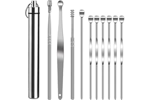 PVFH8F Ohrenschmalz Entferner, Premium Ohrenreiniger Edelstahl, Ear Cleaning Ohr Schmalz Reiniger kit mit Aluminium-Box, Sicher 360 Grad Spirale Ohrreiniger für Kinder, Erwachsene (10-teiliges Set)