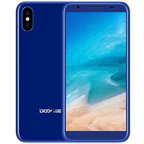 Smartphone In Offerta, DOOGEE X55 3G Dual SIM Android 7.0 Telefonia Mobile, 5.5 Pollici 18:9 Display, 1GB RAM 16GB ROM, Processore Quad Core, Fotocamera Posteriore da 8+8MP, Impronta Digitale - Blu