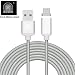 Produktbild ALTech® 1 Pack Micro USB Silber Starke magnetische Nylon geflochtene Lebenszeit Garantie Ladegerät und Datenübertragung Sync Kabel mit LED Indikator Bewerben für Android Samsung HTC LG Sony Motorola 2 Meter