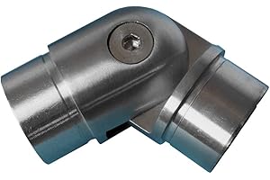 TIBU Acero Inox. Brida Guarniciones Tapas Conector Elementos Decorativos Arcos Material de Montaje Barandilla Pasamano - Empalme Articulado 0-90°, Rundrohr 42,4 x 2mm