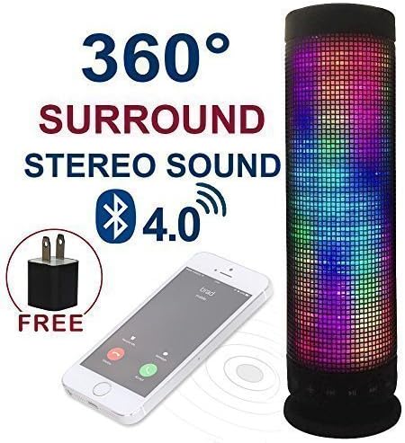 LED Dancing Colorful Bluetooth Wirless Bluetooth speaker Dazzle LED Light Powerful Sound Build in Microphone TF Card Support Dream Speaker in Fantasy Colors for iPhone iPad, HTC, Samsung, laptops(Black)