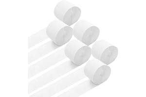 Ainmto 6 Rollen Weiß Krepppapier, Kreppbänder, Krepppapier Luftschlangen Dekoration(4.5 cm x 25 m)