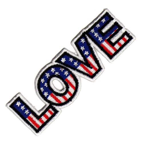 Aufnäher Bügelbild Aufbügler Iron on Patches Applikation Love Usa Stars and Stripes Flagge