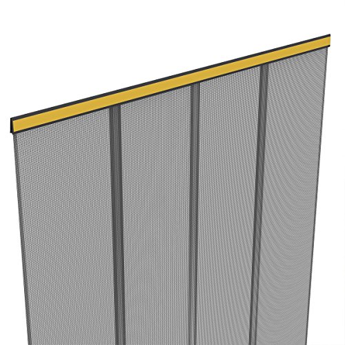 Premium Insektenschutz Lamellenvorhang Fiberglas für Türen 100 x 220 cm aus in anthrazit Türvorhang eingenähte Gewichte + selbstklebende Klemmleiste - 2