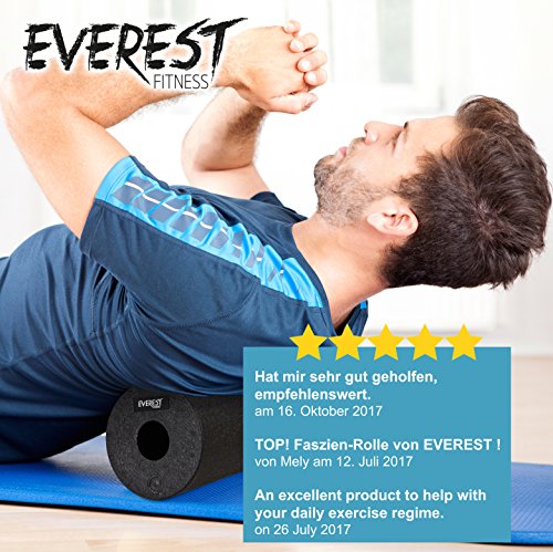 EVEREST FITNESS Selbstmassage-Rolle für Faszien-Training und Wellness, Härtegrad Medium, in schwarz | 2 Jahre Zufriedenheitsgarantie | Faszien-Rolle, Schaumstoff-Rolle, Therapie-Rolle, Massage-Rolle - 7