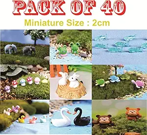 Chocozone Pack of 40 Animal Miniatures Garden D?cor Items Small Animal Toys Resin Landscape Decorations