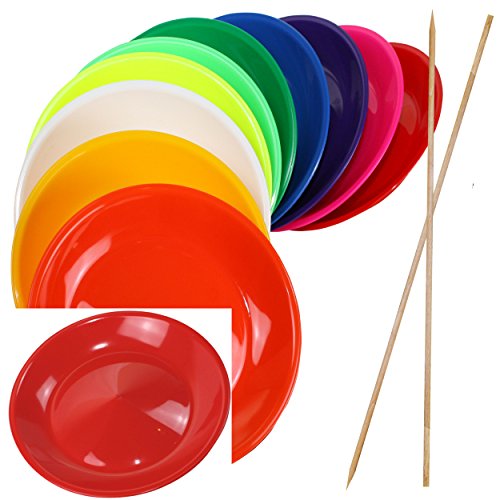 SchwabMarken 10 Assiette Chinoise Rouge avec Baguette en Bois - Assiette Chinoise avec Baguette en Bois ou Baguette en Plastique, différentes Couleurs et différentes quantités