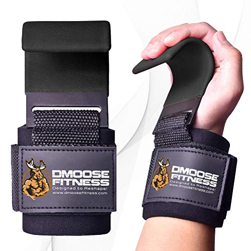 Gousset de levage de poids par DMoose Fitness (Crochet plat, Noir)
