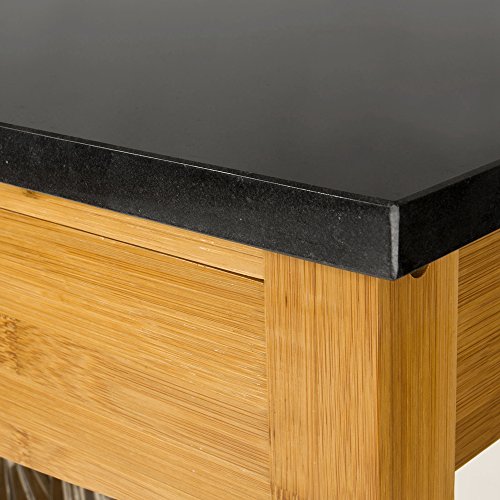 SoBuy® Servierwagen, Küchenwagen, Küchenregal aus Bambus mit Granitarbeitsplatte;B58xT40xH85cm,FKW28-SCH - 4