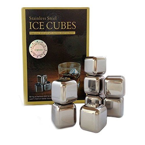 SeeWonder Whisky Steine Ice Cubes Set | 8 Wiederverwendbare Edelstahl Eiswürfel | 8er Set Whiskey Rocks Stones - 2
