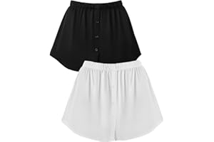 Monbessi Falda Camisa Falsa Mujer Abotonado Bajo de Camisa Cintura Elástica Negro/Blanco/Raya