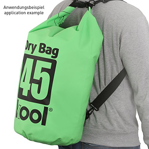 kool® 45L Dry Bag – wasserabweisende Trockentasche / Seesack mit 2 Trageriemen für Outdoor Aktivitäten wie Wandern / Camping / Kajakfahrt / Kanufahrt / Bootsfahrt / Rafting / Snowboarden / Angeln - 3