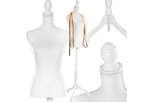 ‎TECTAKE tectake® Schneiderpuppe verstellbar, Schaufensterpuppe weiblich, Damenbüste Mannequin, Büste, Kleiderpuppe, Nähpuppe, Schneiderbüste, Stehpuppe, Kleiderpuppe Damen - weiß