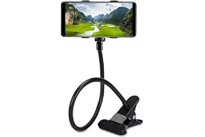 Selfdee Cell Phone Holder,Lazy Bracket, 360-degree Rotating Universal Flexible Long Arms Clip Mount Gooseneck Phones Stand for Bed Flexible Arm Adjustable Mount Clamp on Desk Bedframe (Black)