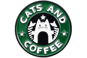 HUAQIGUO Cats Coffee Enamel Pin Cat Cafe Brooches Badges Bag Jeans shirt Bag Cute Brooches Lapel Pin Buckle Cute Animal Jewelry Gift for Friends