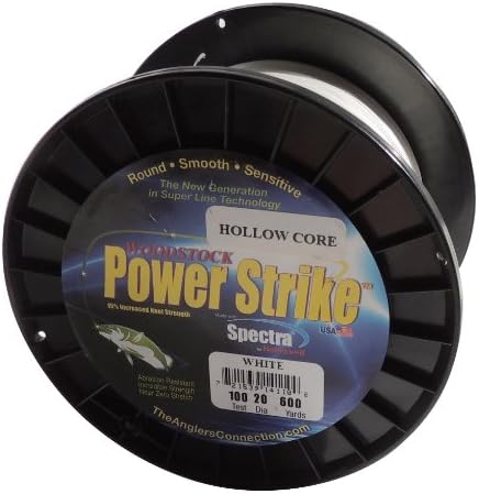 Woodstock PowerStrike Spectra Hollow Core Braided Line, 100-Pounds Test (20-Pounds Dia.)2400 Yards, White